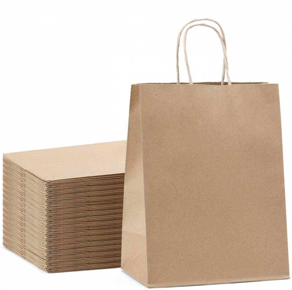 Custom Cardboard Brown Paper Bags With Handles 100% Recyclable Kraft Paper Bag