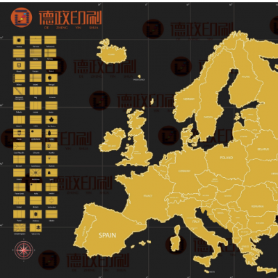 2020  Personalized Design Deluxe Edition Scratch Off Europe Map For Traveler with flags,with custom logo for FBA